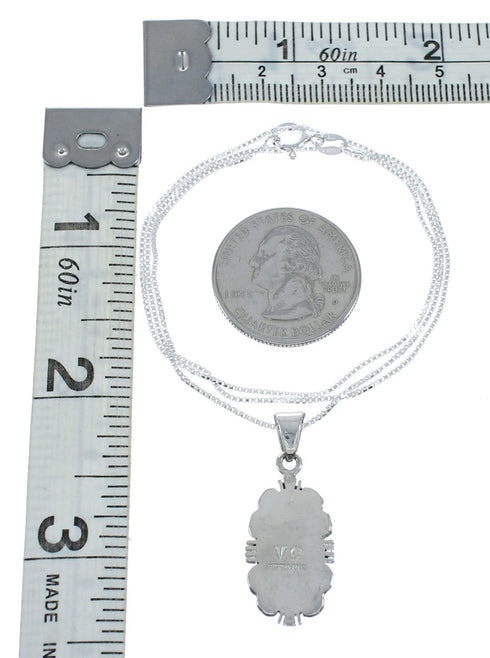 Southwest Jet Mother of Pearl Inlay Sterling Silver Box Chain Necklace Set JX129118